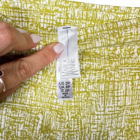 Marla Wynne PETITE Flatter Fit Olive Green Print Stretch Pull On Ankle Pants - Picture 7 of 9